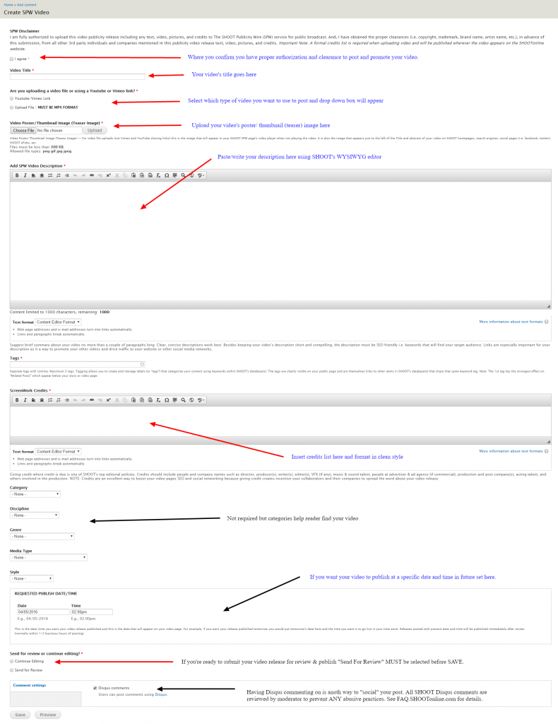 Create SPW Video SHOOTonline.com